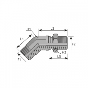 45° bulkhead Adapter male ORFS – male ORFS. (QPPMO)